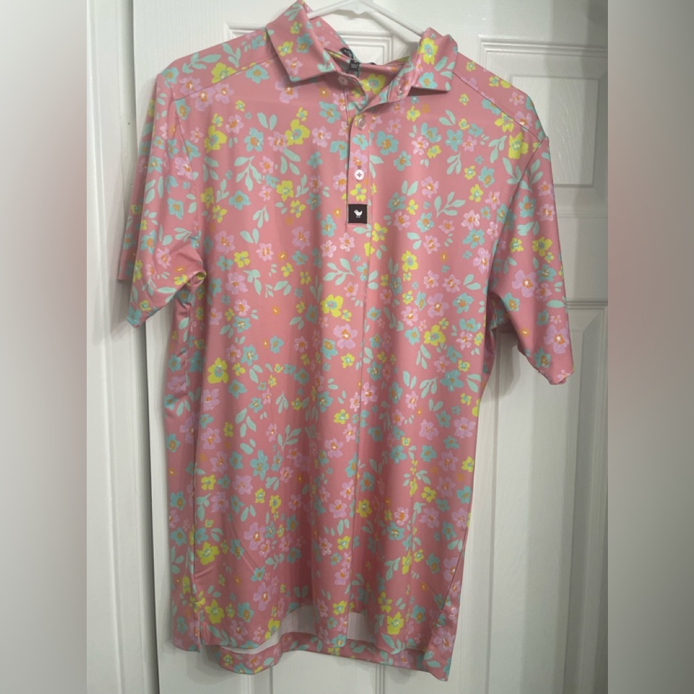 Bad Birdie brand men’s golf polo. “Flower Bomb” print. Never worn. Size Medium.